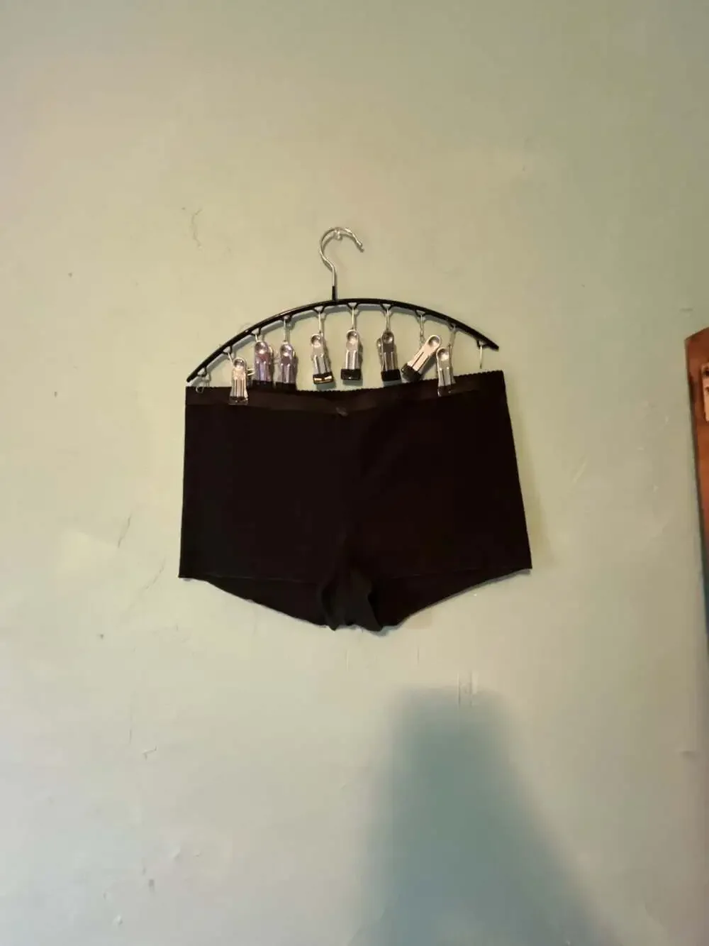 SKIMS Heavy Pointelle Cotton Boy Short in Black, Size Medium